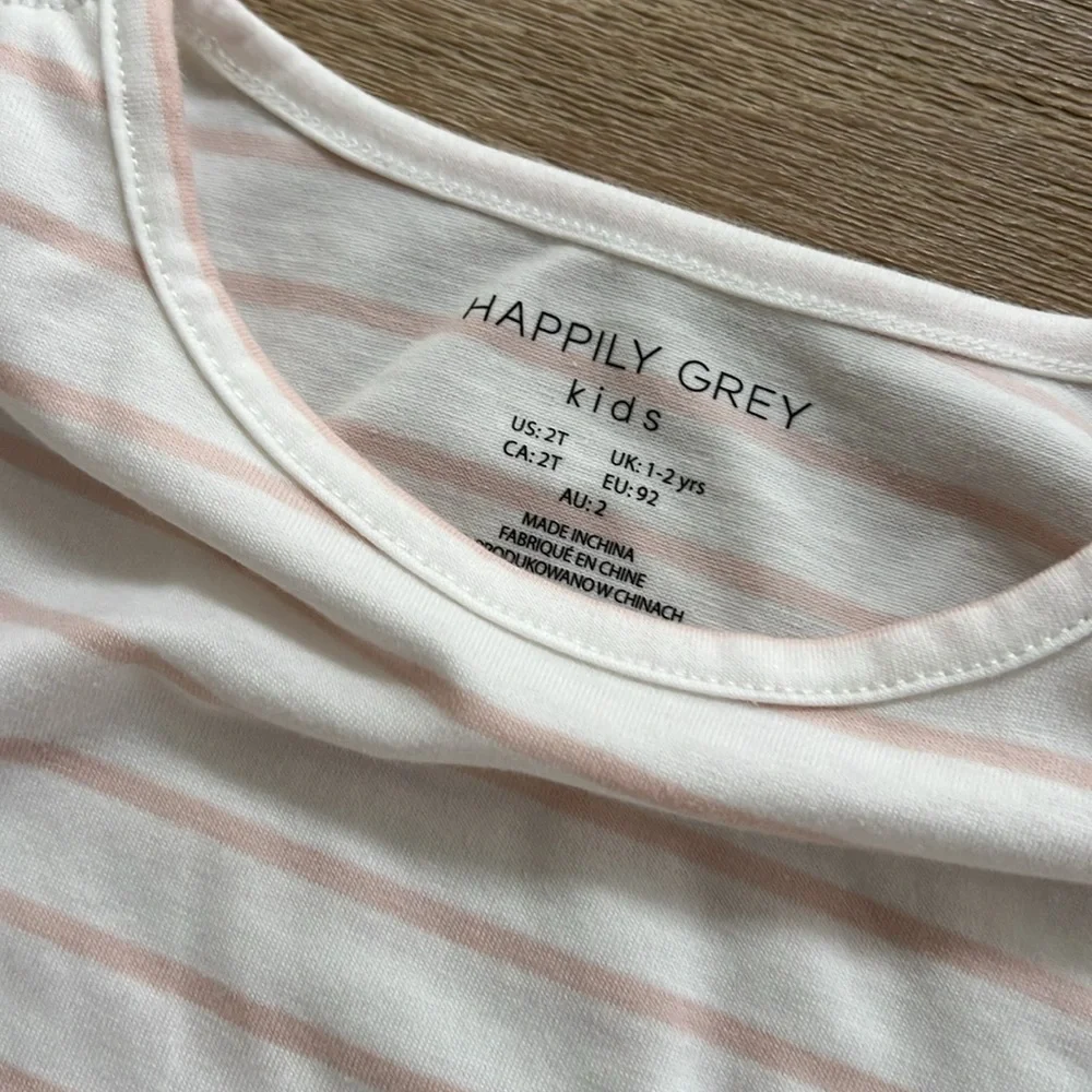 Happily Grey Toddler Girl 4 Piece Set Fleece Shirt Leggings Clip 3T
